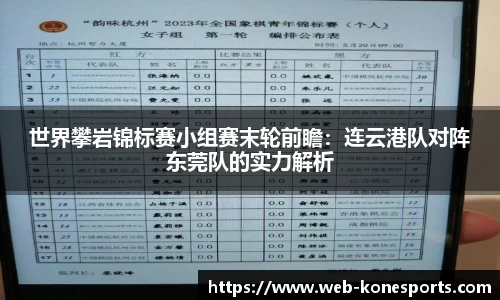 世界攀岩锦标赛小组赛末轮前瞻：连云港队对阵东莞队的实力解析